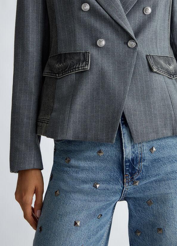 Liu Jo Blazer In Twill Gessato E Denim