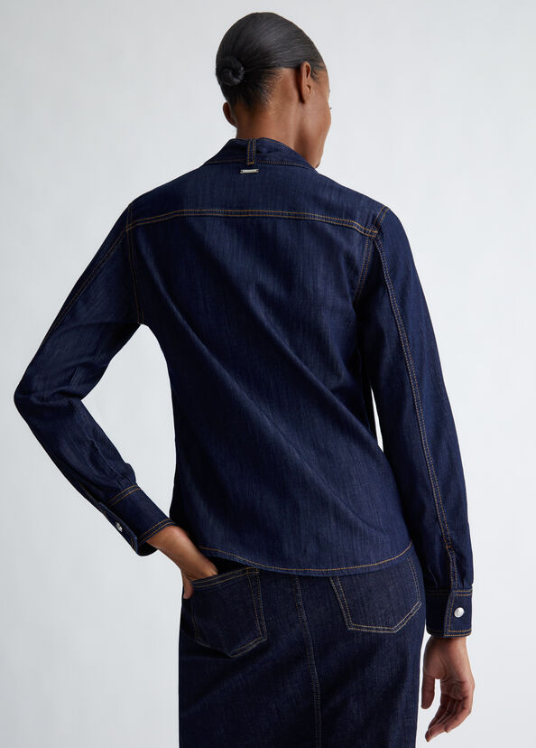 Liu Jo Camicia In Denim Con Fiocco