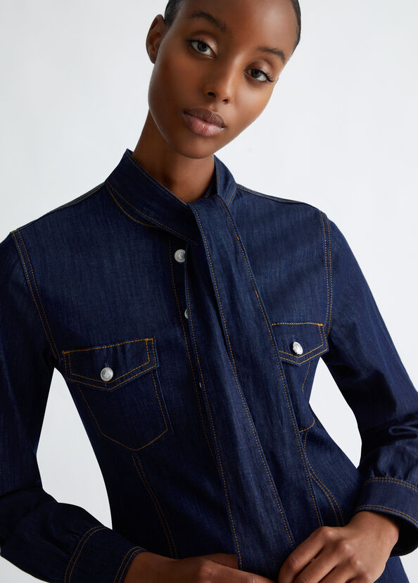 Liu Jo Camicia In Denim Con Fiocco