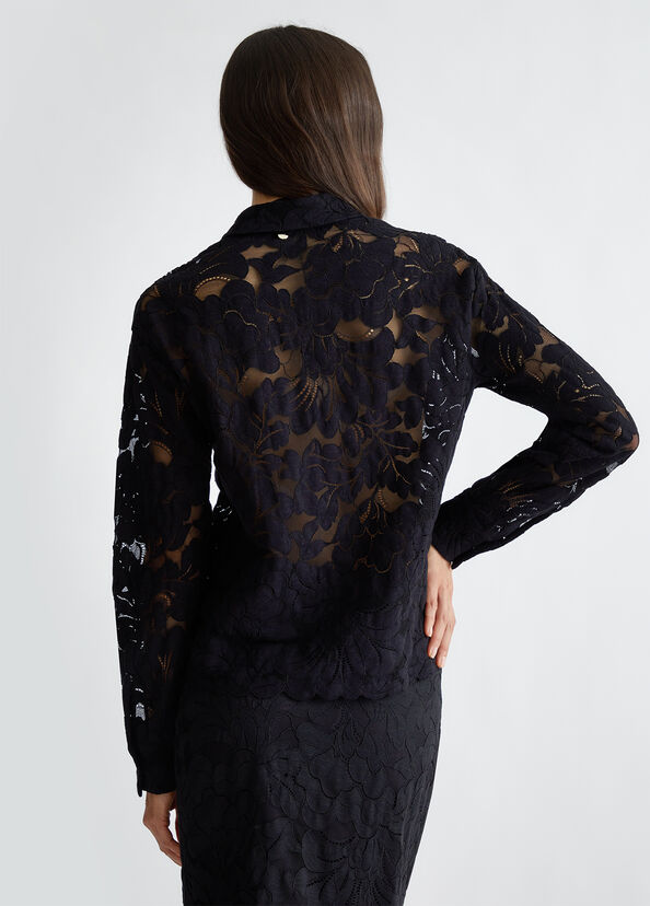 Liu Jo Camicia Nera In Pizzo