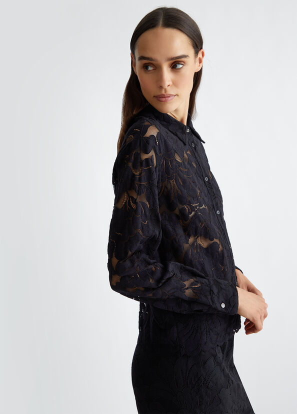 Liu Jo Camicia Nera In Pizzo