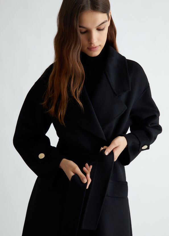 Liu Jo Cappotto In Misto Lana Con Cintura