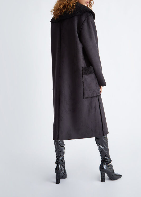 Liu Jo Cappotto Nero In Montone Sintetico