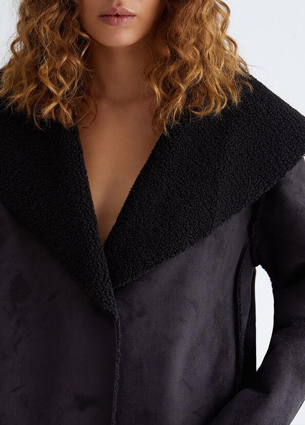 Liu Jo Cappotto Nero In Montone Sintetico