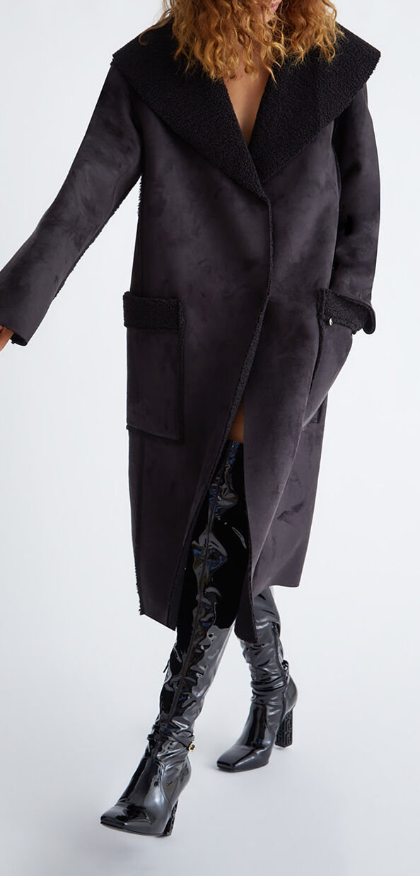 Liu Jo Cappotto nero in montone sintetico