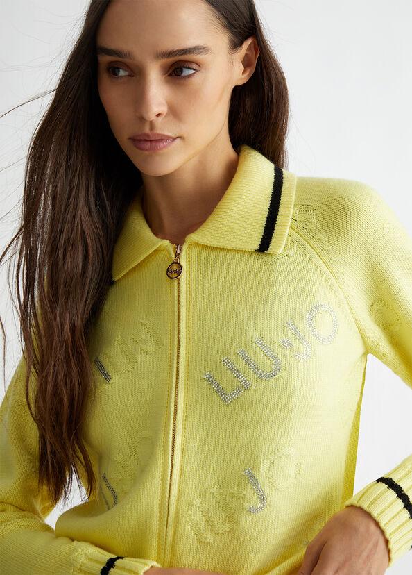 Liu Jo Cardigan In Misto Lana Con Logo