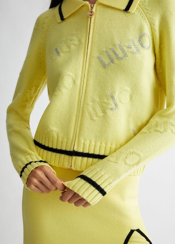 Liu Jo Cardigan In Misto Lana Con Logo