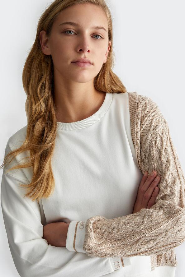 Liu Jo Felpa Bianca Con Inserto In Maglia