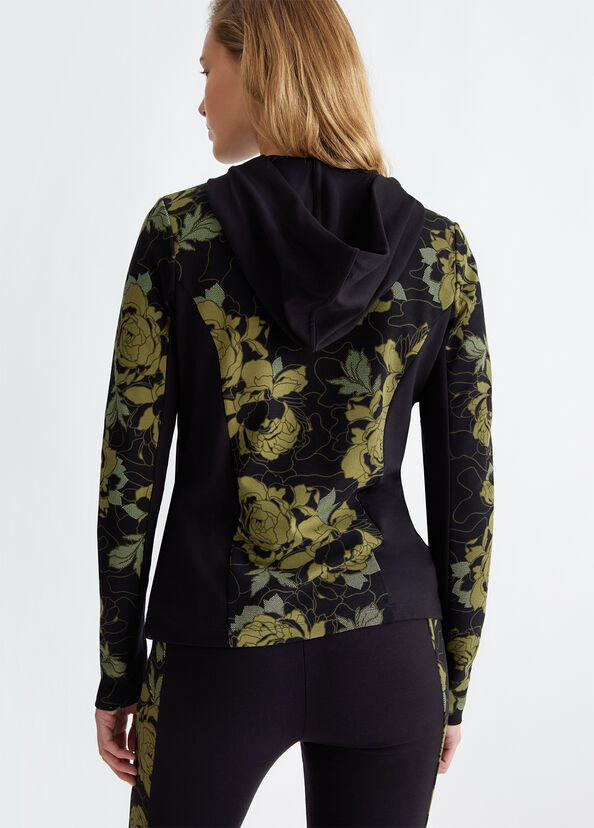 Liu Jo Felpa Floreale Con Cappuccio