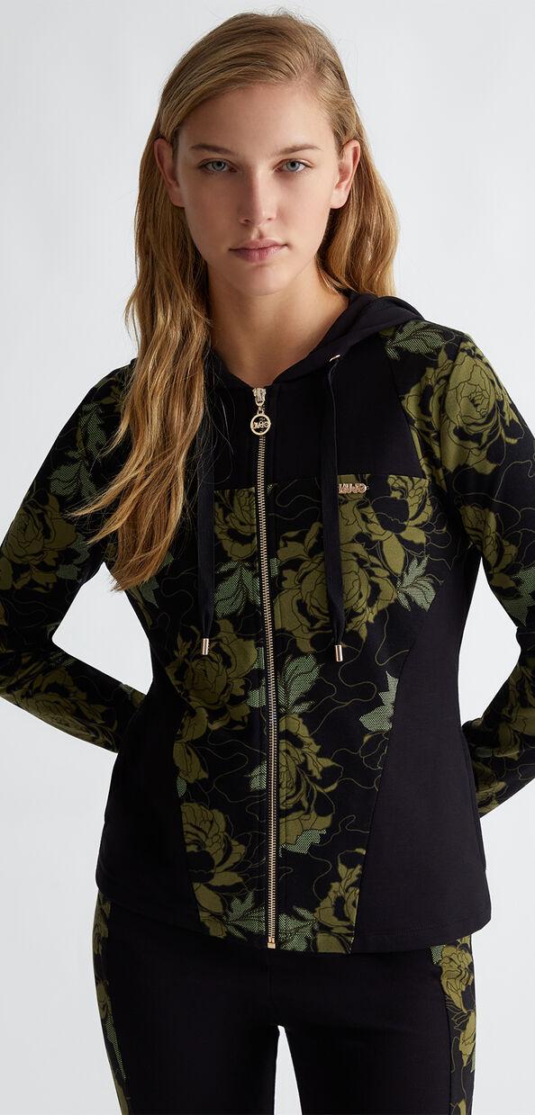 Liu Jo Felpa floreale con cappuccio