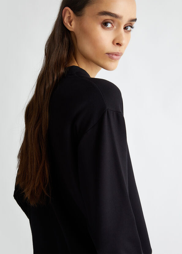 Liu Jo Felpa Nera Con Inserto In Maglia