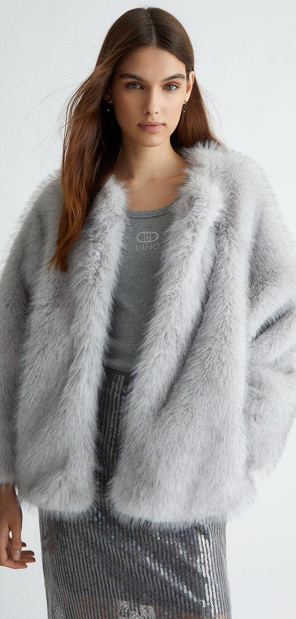 Liu Jo Giacca grigia in pelliccia sintetica