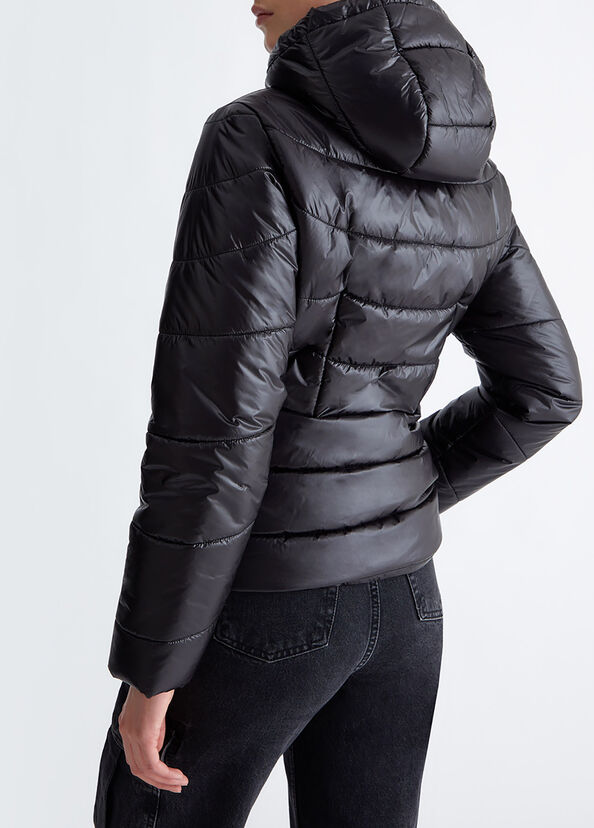 Liu Jo Giacca Nera Con Cappuccio Imbottita