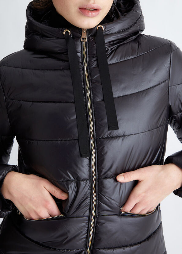 Liu Jo Giacca Nera Con Cappuccio Imbottita