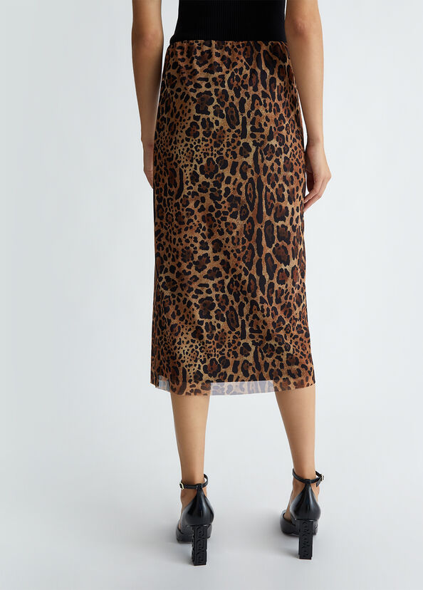 Liu Jo Gonna Midi In Tulle Animalier