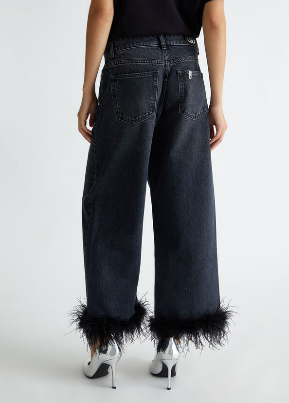 Liu Jo Jeans Cropped Con Piume