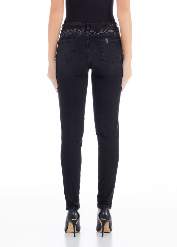 Liu Jo Jeans Nero Skinny Con Strass