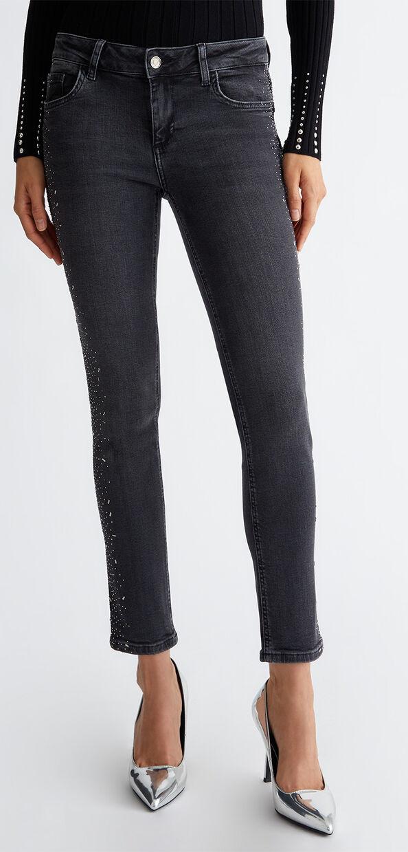 Liu Jo Jeans skinny bottom up con strass