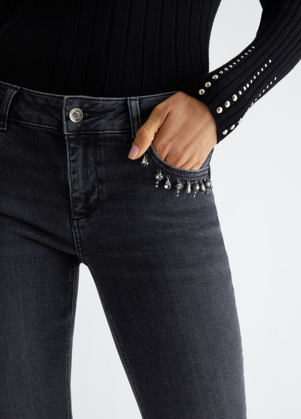 Liu Jo Jeans Skinny Bottom Up Con Strass