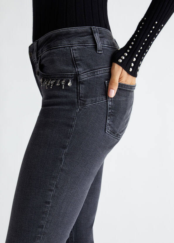 Liu Jo Jeans Skinny Bottom Up Con Strass