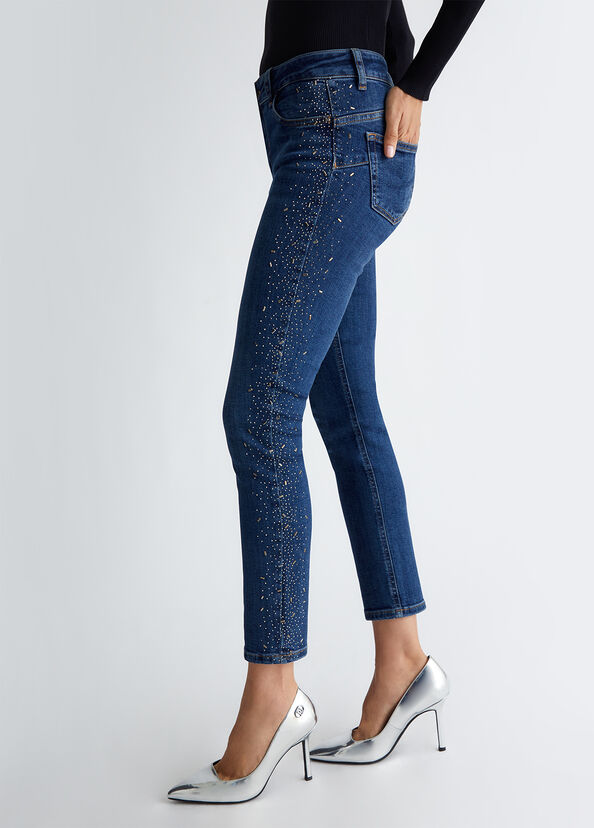 Liu Jo Jeans Skinny Bottom Up Con Strass