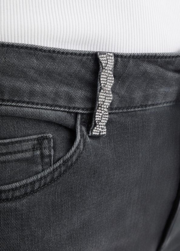 Liu Jo Jeans Skinny Grigio Con Strass