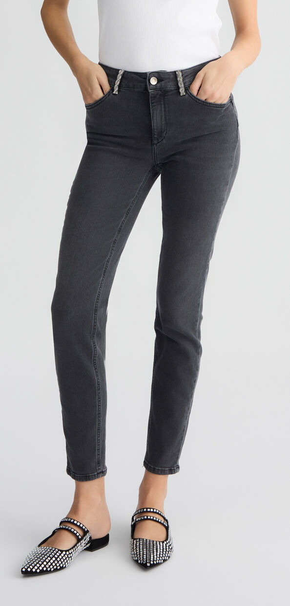 Liu Jo Jeans skinny grigio con strass