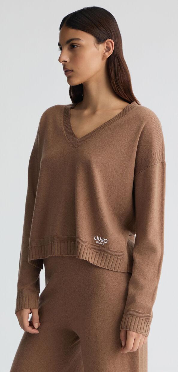 Liu Jo Maglia marrone in lana e cashmere