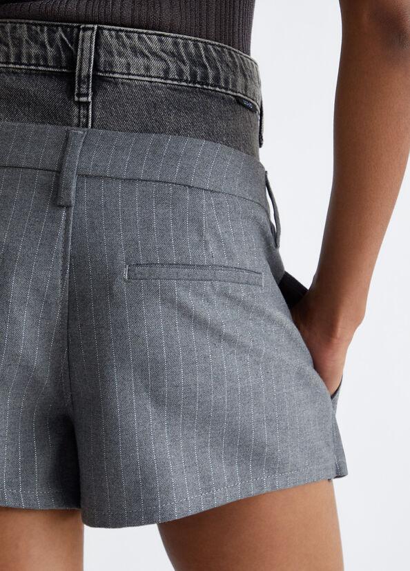 Liu Jo Minigonna In Twill Gessato E Denim