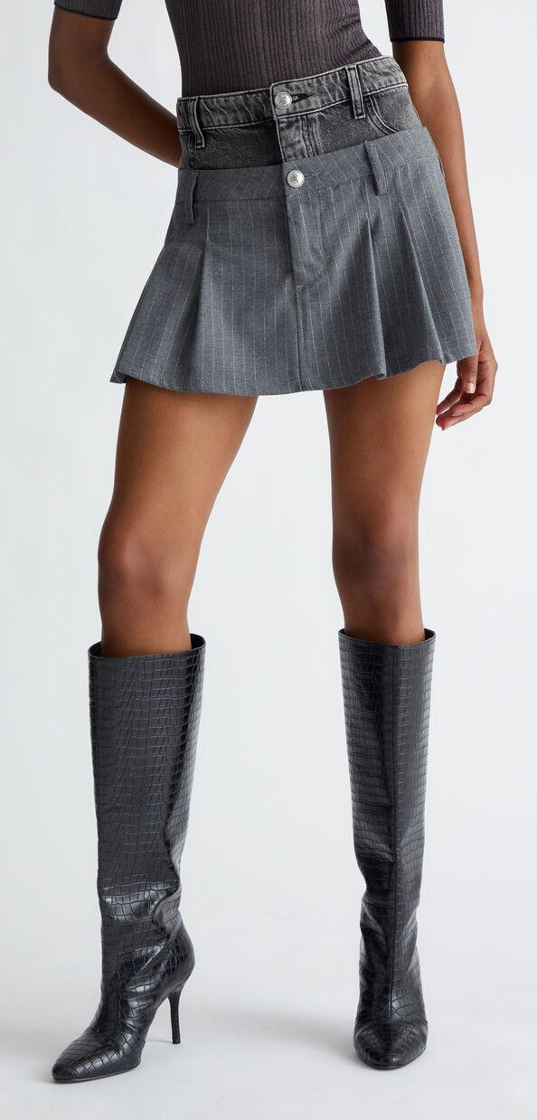 Liu Jo Minigonna in twill gessato e denim