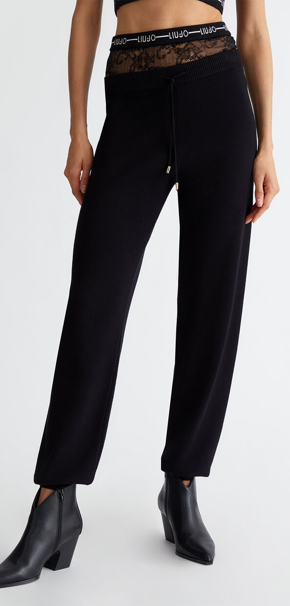 Liu Jo Pantaloni in maglia con pizzo