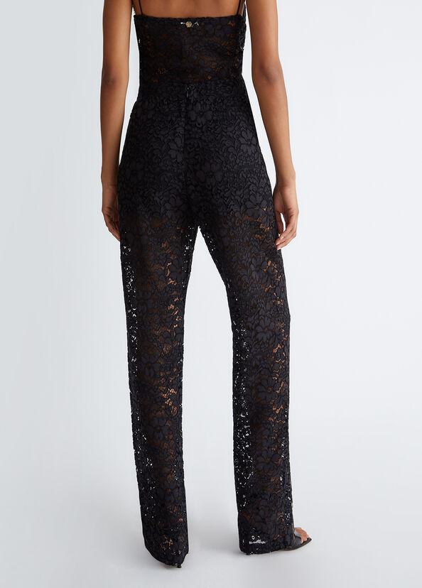 Liu Jo Pantaloni Neri In Pizzo Macramè