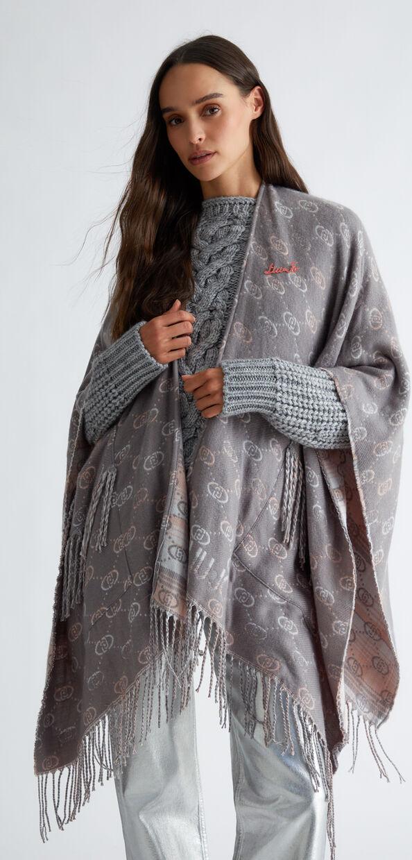 Liu Jo Poncho con logo jacquard