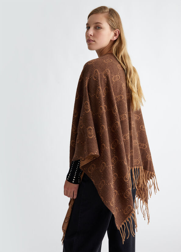 Liu Jo Poncho Con Logo Monogram Jacquard