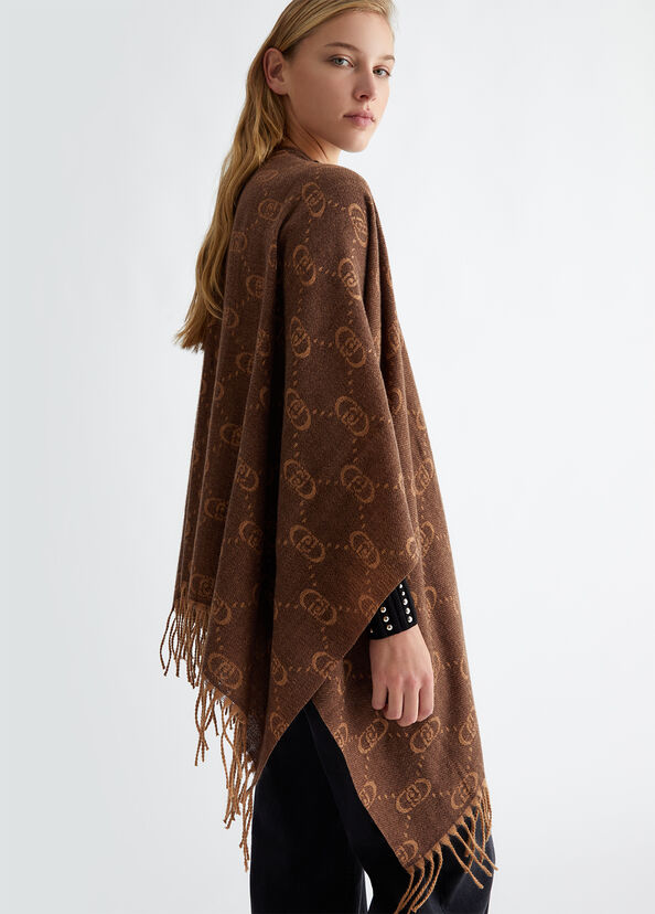 Liu Jo Poncho Con Logo Monogram Jacquard