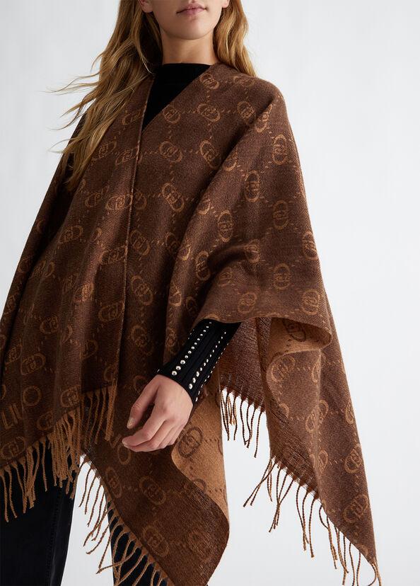 Liu Jo Poncho Con Logo Monogram Jacquard
