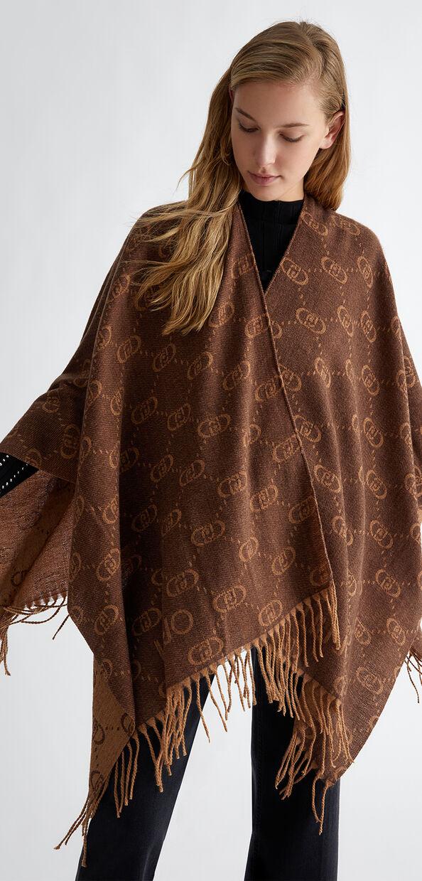 Liu Jo Poncho con logo monogram jacquard