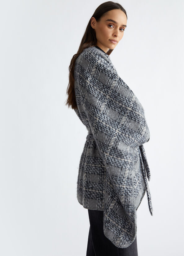 Liu Jo Poncho Pied De Poule Con Cintura