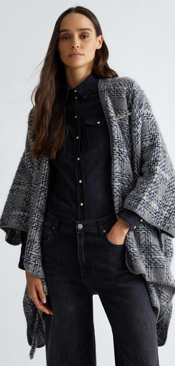 Liu Jo Poncho pied de poule con cintura