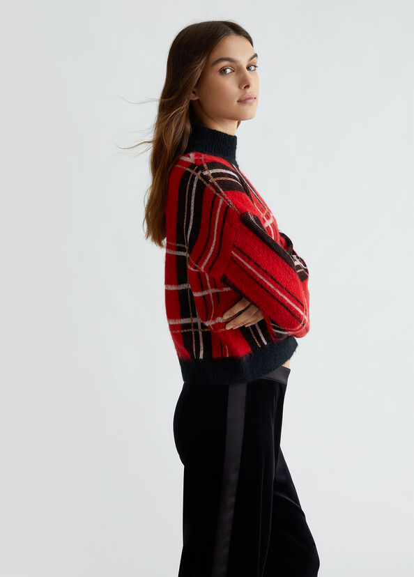 Liu Jo Pullover In Tartan Rosso
