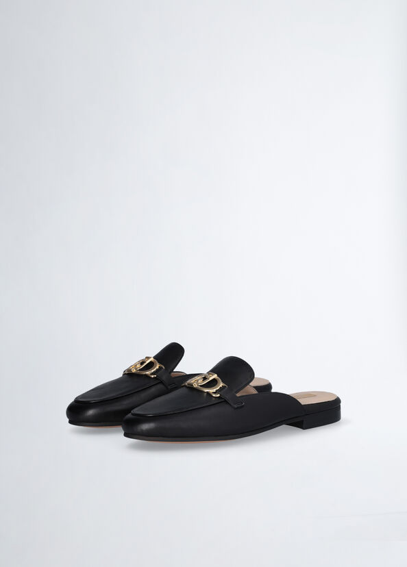 Liu Jo Slippers In Pelle Con Logo