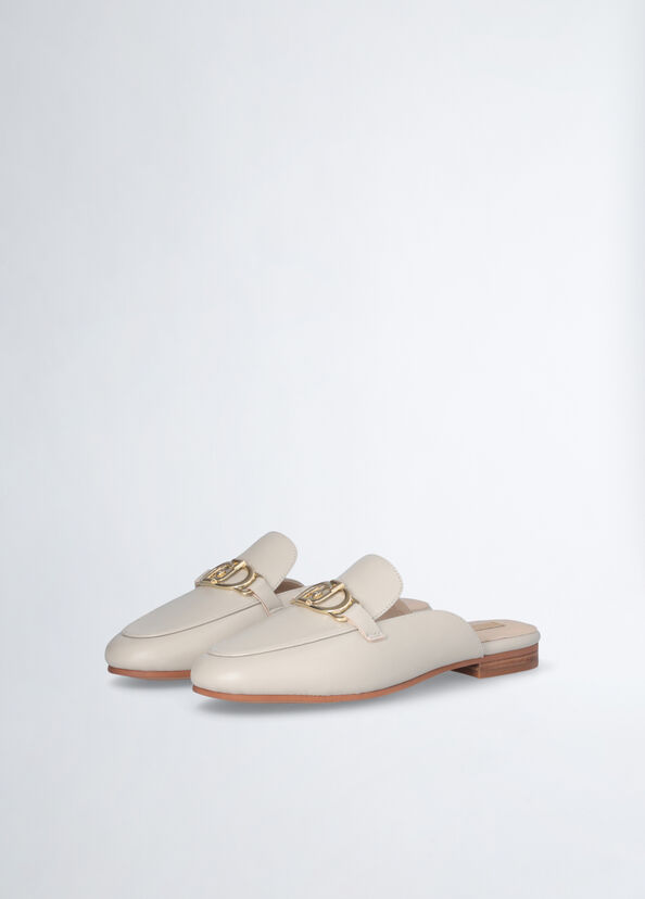 Liu Jo Slippers In Pelle Con Logo