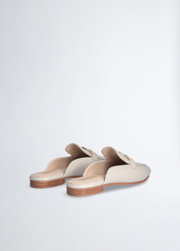 Liu Jo Slippers In Pelle Con Logo