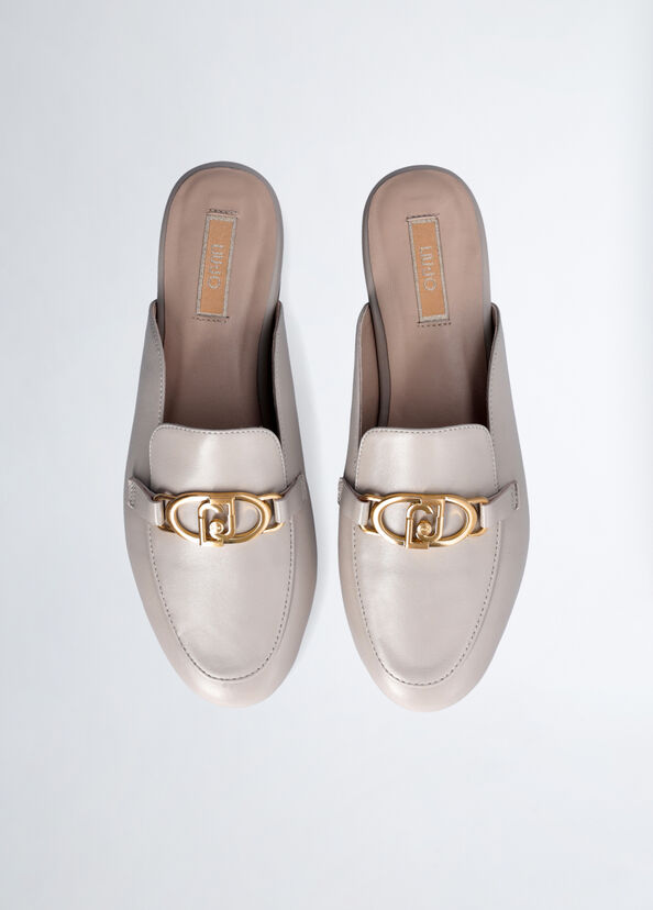 Liu Jo Slippers In Pelle Con Logo