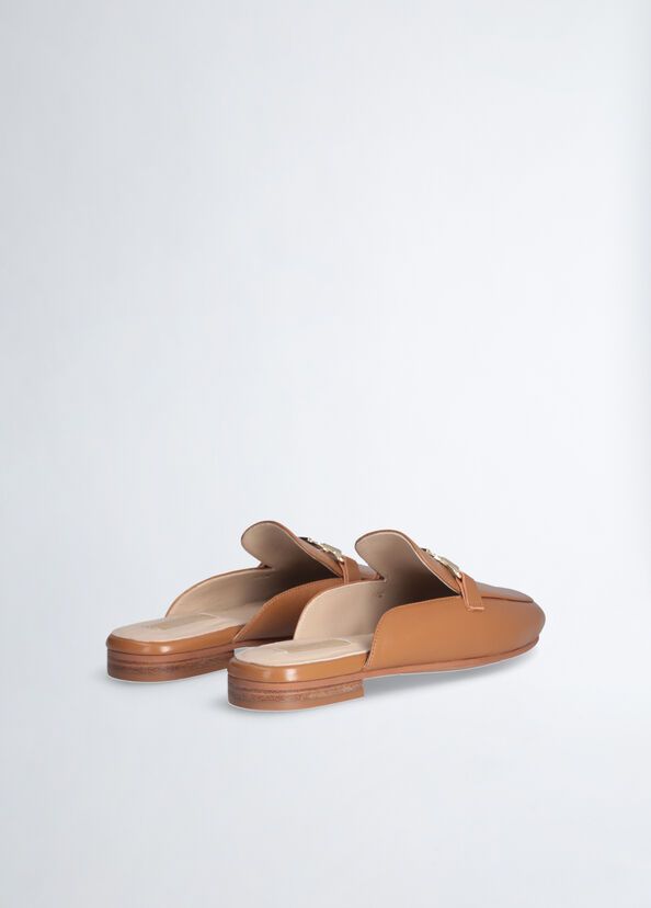 Liu Jo Slippers In Pelle Con Logo