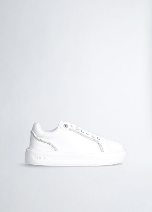 Liu Jo Sneakers Bianche Con Profili Strass