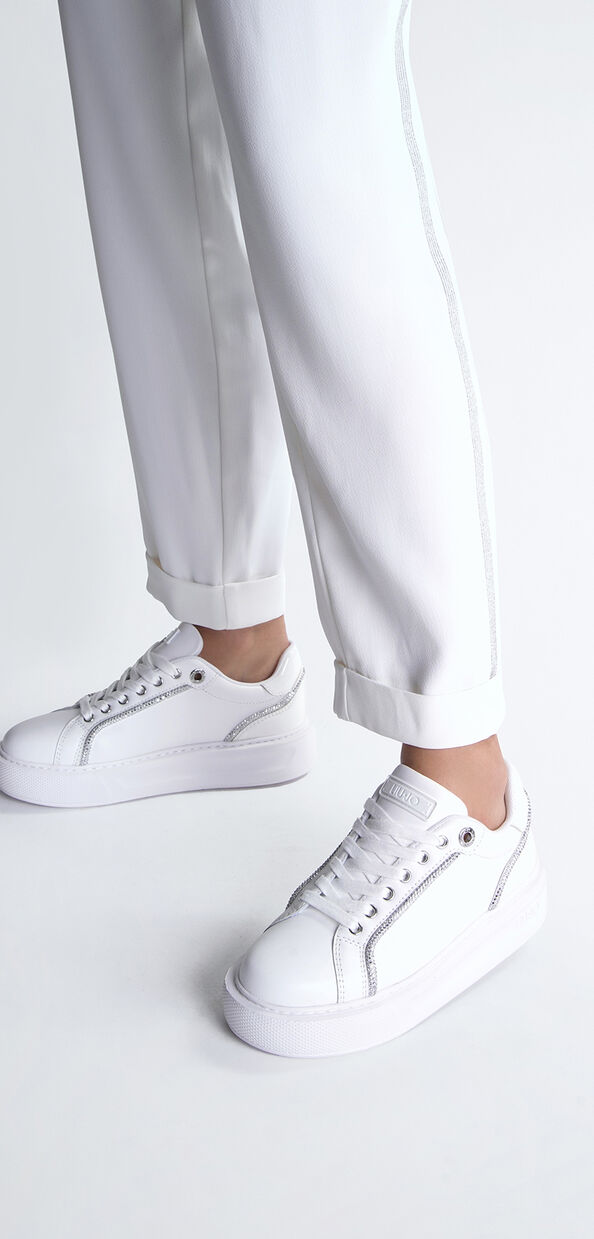 Liu Jo Sneakers bianche con profili strass