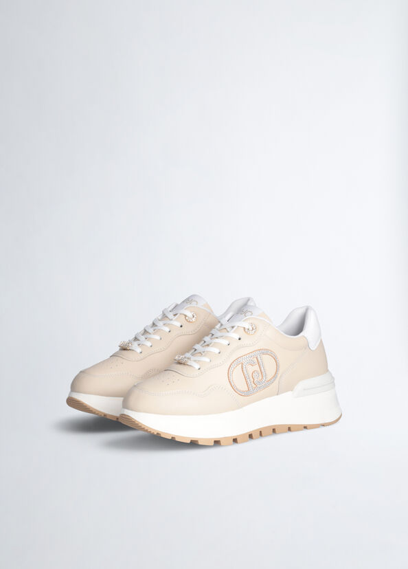 Liu Jo Sneakers In Pelle Con Logo Gioiello