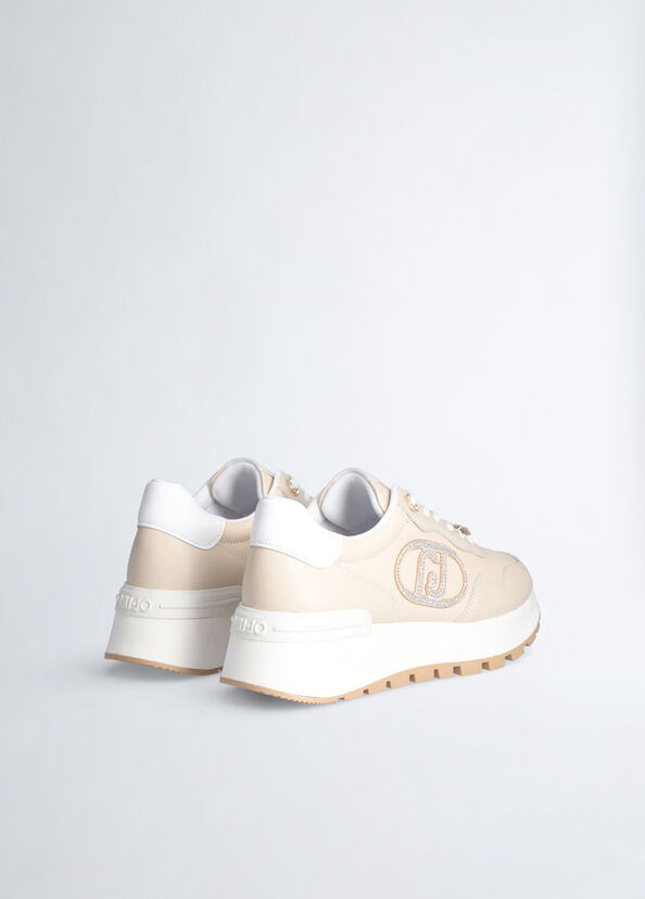 Liu Jo Sneakers In Pelle Con Logo Gioiello
