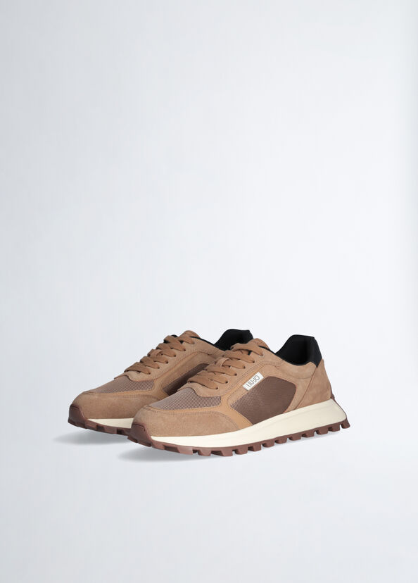 Liu Jo Sneakers Marroni In Suede E Mesh